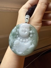 Untreated Genuine Grade A Burma Myanmar Jadeite Buddha 純天然翡翠A貨老坑冰油巧雕佛公 Certified