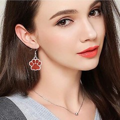 Paw Print Earrings Cute Dog Cat Animal Paw Earring Glitter Red