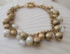 RL Brazil Freshwater Pearl Gold Tone Sphere Charm Bracelet | Cha-Cha Jewelry