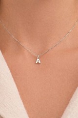 Initial Block Letter Pendant 14k Solid Gold Yellow White Rose Monogram Necklace