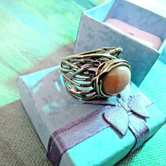 Or Paz Sterling Silver Pink Opal Artisian Designer Ring Size 8