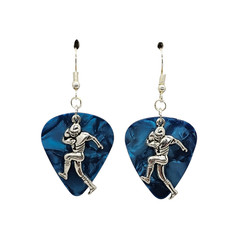 Football Player Charm on Guitar Pick Earrings – Choose Color – Handmade in USA