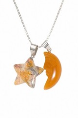 Aventurine Moon And Agate Star Sterling Silver 16” Necklace