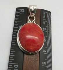 01 Pendant 925 Sterling Silver Natural Pacific Coral 45mm Long Pendant Jewelry