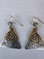 Artisan Etched Spiral Earrings Handcrafted. (R1-1)