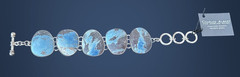 Charles Albert Artisan Handcrafted Sterling & Aztec Lapis Bracelet 7-8.5″ Signed