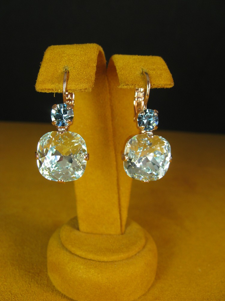 MARIANA EARRINGS SWAROVSKI CRYSTALS SKY BLUE CLEAR ROSE GOLD PL Gift Designer