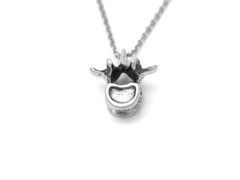 Lumbar Vertebrae Pendant Necklace Handmade in Pewter on Stainless Steel Chain