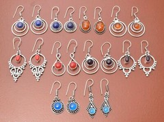 Buy Lapis lazuli & Mix Gemstone 925 Sterling Silver Plated 1Pair Earring Jewelry