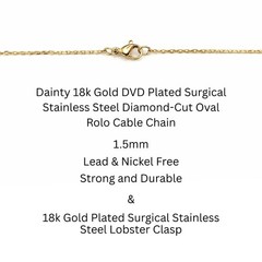 Gold Bunny Moon & Star Charm Necklace – 18K Plated Rolo Chain – Cute Jewelry