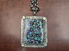 ABALONE SEA SHELL SILVER PLATED BRASS NECKLACE 18″