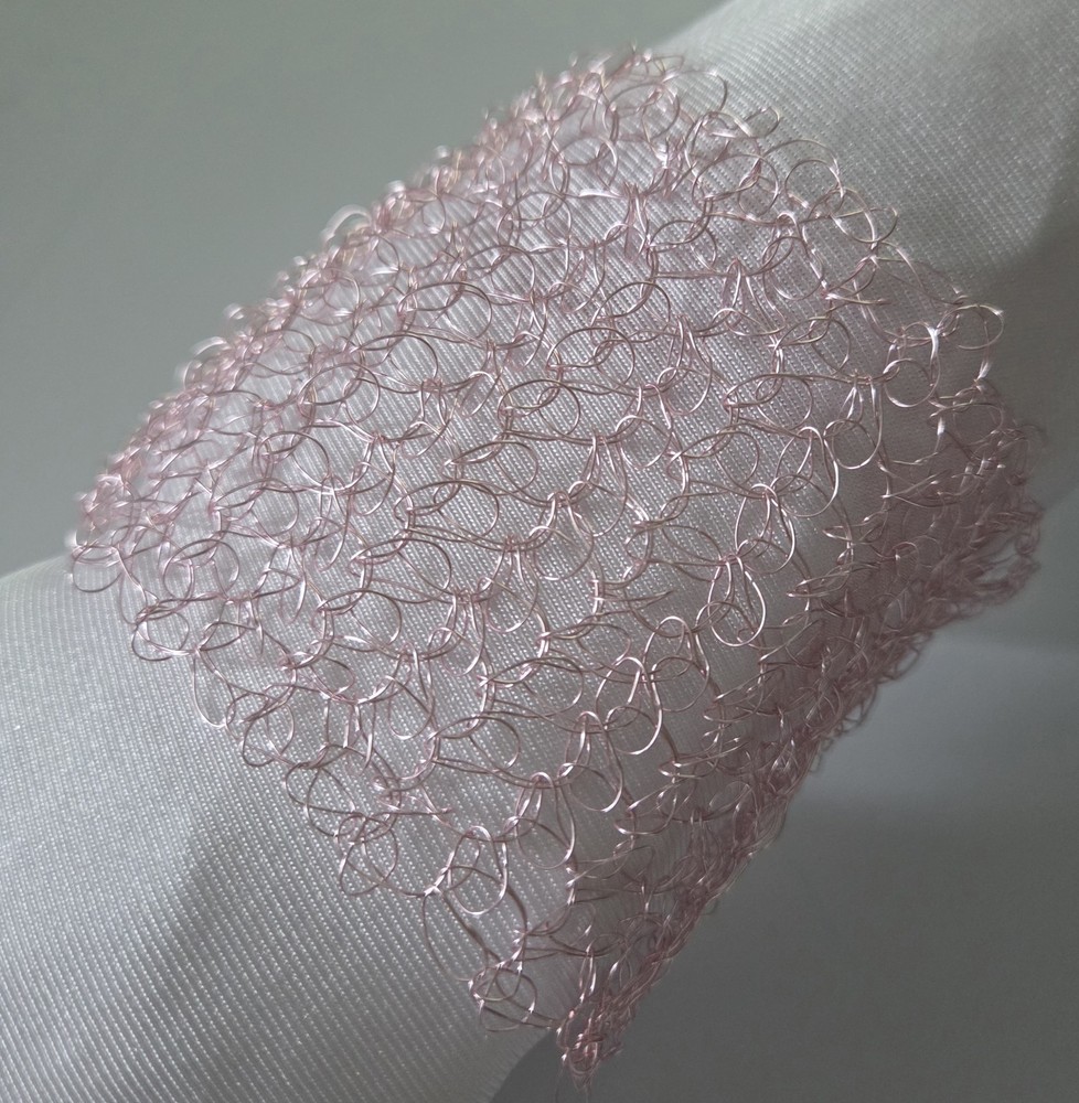 Pink Wire Statement Bracelet 3″ Wide Lightweight Handmade Jewelry W017