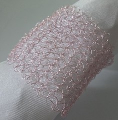 Pink Wire Statement Bracelet 3″ Wide Lightweight Handmade Jewelry W017