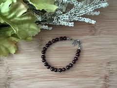 New! Dark Red Pearl & Stainless Steel Handmade Bracelet 7 to 7 1/2 in. – B728