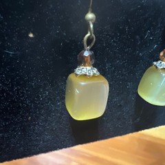 Vtg Artisan Drop Dangle Earrings Geometric Fired Agate Beads Handmade Boho