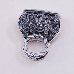 Vintage handmade sterling 925 silver handbag locket filigree charm pendant