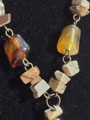 Genuine Amber Jasper Artisan Necklace 14-16″ Boho Statement Pendant