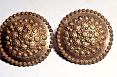 Artisan Designed Floral EMBOSSED STAMPED Solid BRASS ROUND 40 mm Post Earrings