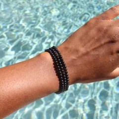 Natural Black Tourmaline 4mm Beaded Crystal Protection Handmade Healing Bracelet