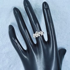 Size 6, vintage Sterling 925 silver handmade plimeria flower ring with cz