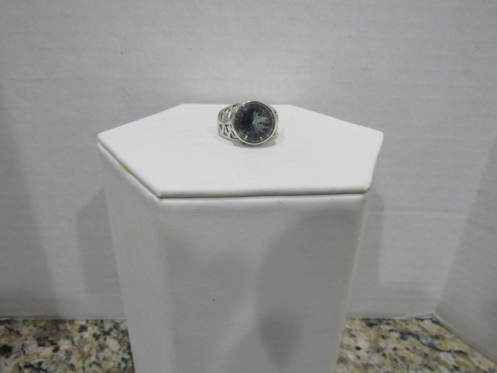 Ornate Mystic Topaz Solitaire 925 Sterling Silver Ring Size 7