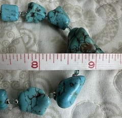 Turquoise Blue Howlite & Picture Jasper Southwest Style Beaded Necklace-Handmade