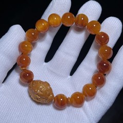 Fully Transparent Amberwood Bracelet with Natural Wood Beads