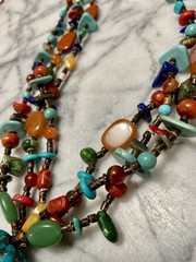 NATIVE AMERICAN TURQUOISE TREASURE Gemstone Lariat Necklace & Sterling Clasp