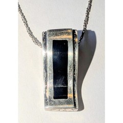 925 Sterling Onyx Pendant Necklace 20 in. Milor Silver Chain Modern Minimalist