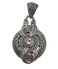 Sarda Peach Stone Koy Fish Peces Sterling Silver Pendant