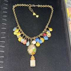 Adorned Crown Jewelry assemblage Pearl seascape bottle of sand shells necklace