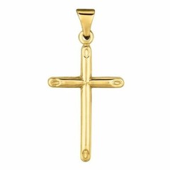 1 1/8″ Polished Medium Cross Pendant Real 14K Yellow Gold 0.7gr