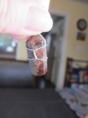Beautiful reddish/brown crystal pendant wire wrapped 17″ chain necklace