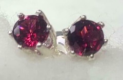 Rhodolite Garnet Sterling Silver Stud/Post Gemstone Earrings ~ Free Shipping