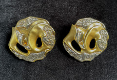 Vtg. Designer J.E.M. Large Sterling Silver Electrofoam Pierced Earring