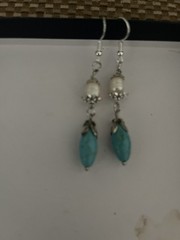 Howlite Teardrop Pearl Drop Earrings 925 Silver Plated Hooks Everyday Wear Charm