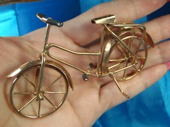 Antique Solid 9K Rose Gold Moveable Tires Bicycle 24.0 Gr Hand Made 1 of a Kind