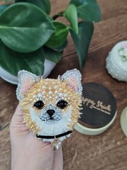 Chihuahua jewelry brooch, dog show brooch, pet portrait,Chihuahua lover gift