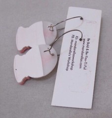 MANDARELLA’S WORKSHOP Pink White Glitter Polymer Clay SNOW GLOBE Earrings NOC