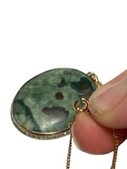 Rainforest Jasper Rhyolite AJC 1/20 12K CO. 11” Chain Pendant Necklace