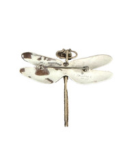RARE Signed Courtney Peterson Sterling Silver Black Opal Dragonfly Pin Pendant