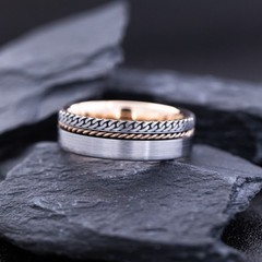 8mm Rose Gold Plated Tungsten Carbide Ring with Engraved Celtic Braid