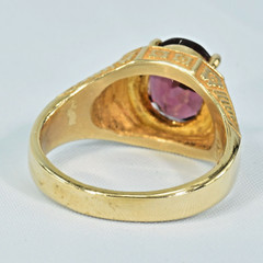 Natural Garnet 14k Solid Gold Oval Ring Engraved