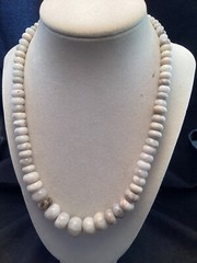 Pretty Handmade Sterling Silver Graduated Natural White Agate Rondelle Necklace