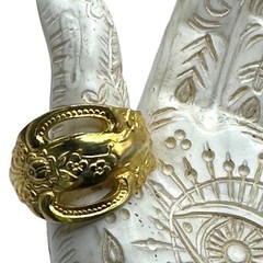 King Arthur’s Gold Electroplated Artisan Spoon Ring Size 6.75 Upcycled in USA