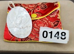 Vtg Mother Of Pearl handmade Bird carving With Pearl pendant 2.5″