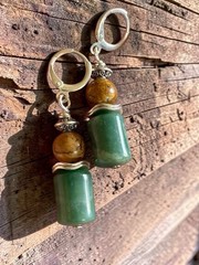 Indian Agate Dangle Earrings With Picture Jasper And Silver Spacers