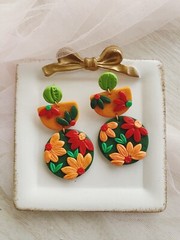 Polymer Clay Earrings/ Multi Shape / Flowers / 3 Tiers