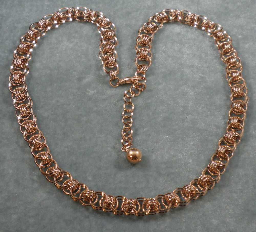 Solid Copper Diamond Twisted Wire Helm Weave Woven Chain Maille Necklace 12mm