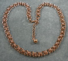 Solid Copper Diamond Twisted Wire Helm Weave Woven Chain Maille Necklace 12mm